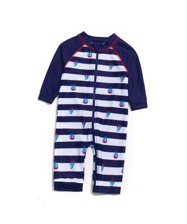 BONVERANO Baby Boys Swimsuit Toddler Bathing Suit Full-Length Zipper One Piece Swimwear with UPF 50+ Sun Protection 18-24 Months Yawl