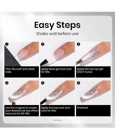 MIZHSE Cat Eye Gel Nail Polish 12mL - Silver Moonlight Glitter UV LED Soak Off for Nail Art & DIY Manicure - Buy Online on SooperMarket.com