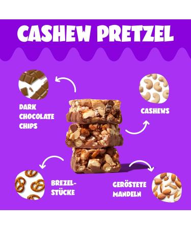 AHEAD Cereal Nut Bars 70% less Sugar* | Chocolate coated Keto Bars 0g added sugar - 12x35g - With Cashew Pretzel & Dark Chocolate - Gluten Free Keto Snacks for Diabetics Cashew Pretzel 12 count (Pack of 1) - Buy Online on SooperMarket.com