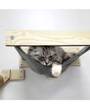HeyKitten Stud Mounted Cat Hammock & Climbing Stairs Combo - Lounging, Napping, Playing & Jumping Solution - Buy Online on SooperMarket.com