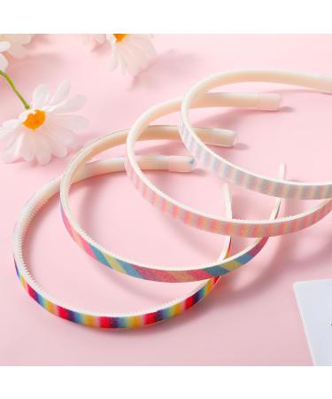 WLLHYF Glitter Headband 4pcs Plastic Sparkly Cute Non Slip Chunky Hairbands Thick Bling Confetti Rainbow Hair Bands with Teeth Little Girls Colorful Hair Accessories Rainbow color - Buy Online on SooperMarket.com