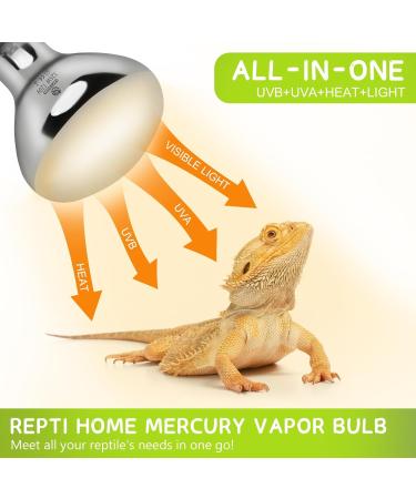 REPTI HOME Reptile Heat Lamp 125W Full Spectrum UVA UVB Sun Lamp Simulate Natural Sunlight Heat Lamp Bulb for Reptile and Amphibian Sun Light 125W - Buy Online on SooperMarket.com