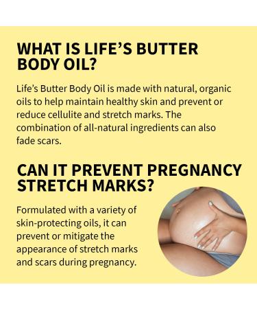 Life's Butter Body Oil - 100% Natural with Jojoba Sweet Almond Sunflower & Grapeseed Oils for Scars Stretchmarks Pregnancy Elasticity & Firming - Buy Online on SooperMarket.com