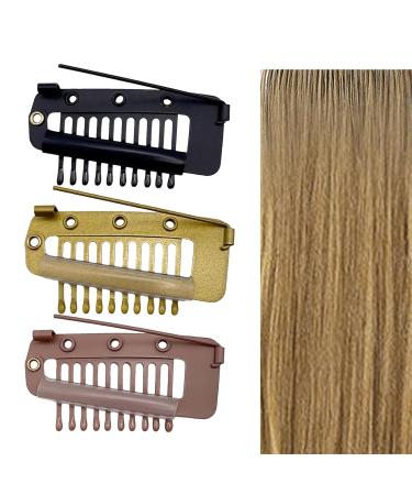 4 Pack Hair Extension Clamps - Metal Wigs Clinging Snaps 10 Teeth Comb Brackets for Women's Hair Extensions in 3 Colors - Buy Online on SooperMarket.com
