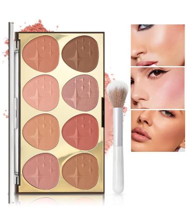 NewBang 8 Colors Blush Palette Matte Blush and Bronzer Palette Face Blusher Makeup Contour Palette Powder Pink Blush and Highlighter Palette with Brush 0.50 Ounce (Pack of 2)