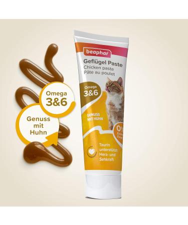 Buy Beaphar Poultry Paste for Cats | Chicken Flavor Omega 3 & 6 Taurine Boost - Grain-Free 0% Sugar 100g - Buy Online on SooperMarket.com
