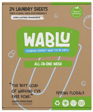 WABLU Spring Florals Laundry Detergent Sheets with natural enzymes (BIO) | Plastic Free Biodegradable Washing Sheets |For all washing types | 24 Washes