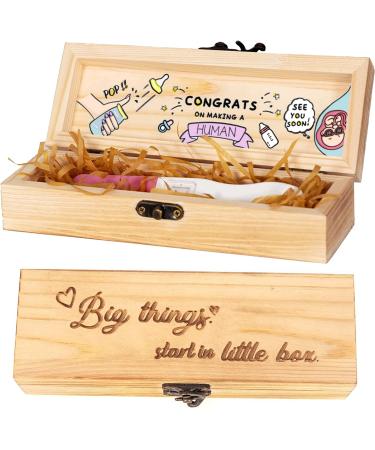 Pregnancy Test Keepsake Box, Baby Announcement Ideas, Surprise Pregnancy Announcements for Grandparents, Husband, Dad, Baby Reveal Surprise Box, Pregnancy Reveal Baby Keepsake Box with Raffia