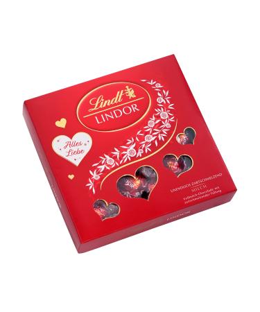 Lindt Lindor present with heart cutouts finest full milk chocolate with infinitely delicate filling filling 1 Pack (1 x 187 g) chocolate 187 g (1 Pack)