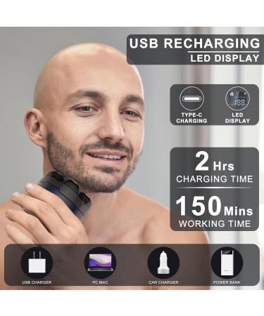 Hatteker Blad Head Shavers for Men Magnetic Electric Razor for Bald Men IPX6 Waterproof Wet Dry Mens Trimmer Cordless Rotary Shaver Razor Kit with LED Display(Blue) - Buy Online on SooperMarket.com