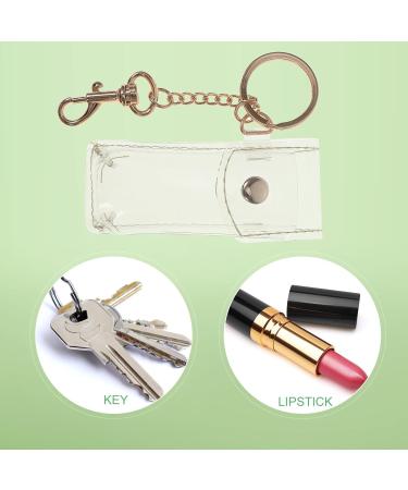 2Pcs PVC Pouch Keychain - Transparent Lipstick Holder with Golden Key Rings | Fashionable Key Chain Organizer - International Shipping Available - Buy Online on SooperMarket.com