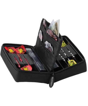 Casemaster Classic Nylon Dart Carrying Case for Steel and Soft Tip Darts, Holds 6 Darts Numerous Other Accessories via Generous Storage Pockets, Tubes and Boxes