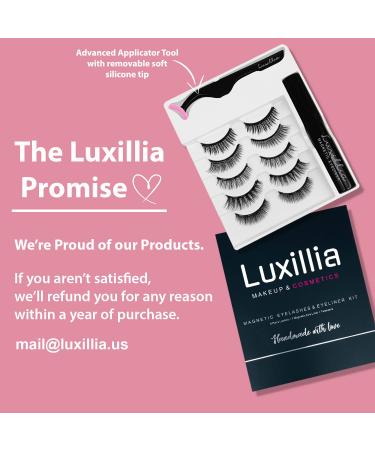 Luxillia Magnetic Lashes with Eyeliner Set - 3D & 8D Natural Looking Reusable Fake Eyelashes Kit - Waterproof Liquid Liner - Includes Applicator - 7 Piece Set - Buy Online on SooperMarket.com