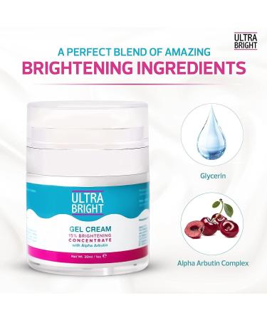 ULTRA BRIGHT Skin Brightening Gel Cream - 1 fl oz / 30 ml - Hydrating & Moisturizing Cream to Even Out Skin Tone - Boost Skin Radiance and Improves skin texture with Alpha Arbutin & Glycerin - Buy Online on SooperMarket.com