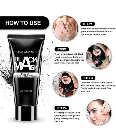 Blackhead Remover Mask | Charcoal Peel Off Facial Mask - Deep Cleansing & Pore Purifying for All Skin Types | 60g - Buy Online on SooperMarket.com