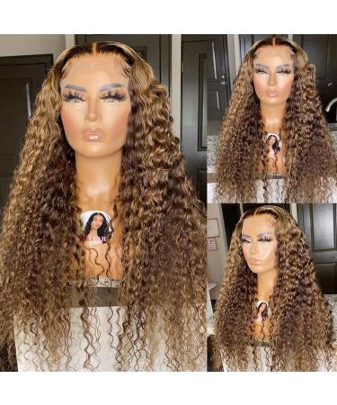 CYNOSURE 26 Curly Honey Blond Ombre Highlight Lace Front Human Hair Wig - Pre Plucked & Invisible - Women's 26 Inch - Buy Online on SooperMarket.com