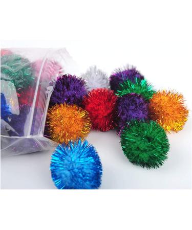 Voviggol 20-Pack Sparkle Cat Balls - Large Glittering Pom Pom Toys for Indoor Kittens - Fuzzy Colorful Balls - Buy Online on SooperMarket.com