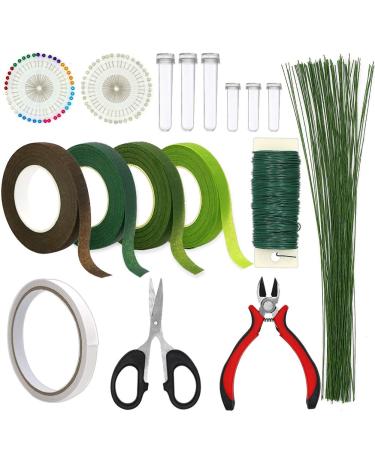 Floral Arrangement Kit 17 Pieces Flower Tools Include Floral Wire Cutter Scissor Floral Tape 22 Gauge Paddle Wire 26 Gauge Stem Wire Pearl Corsage Pin Bouquet Wrap Florist shears