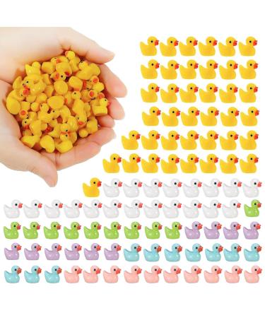 100 pieces miniature ducks Mini ducks Figures Mini Resin Ducks for tinkering garden landscape doll house ornament diy craft house decorations 5 colors