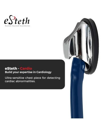 eSteth Cardiology Stethoscope - Ultra Sensitive Single Head - Extra Ear Tips & 30" Flexible Tubing - Navy Blue | Professional Medical Equipment - Buy Online on SooperMarket.com