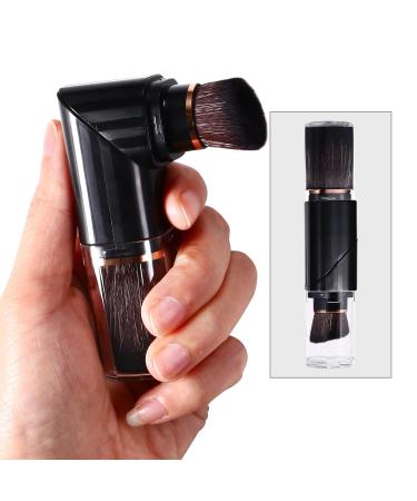 Vtrem Retractable Travel Makeup Brush Set - Kabuki Double-Ended Foundation & Blush Brushes in Blue Black Purple | Mini Compact Face Brush for Flawless Powder & Highlighter - Buy Online on SooperMarket.com