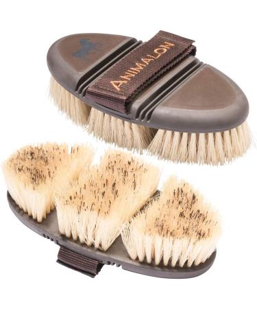 Animalon Careflex Root Brush - Natural Horse Brush with Hard Bristles Ergonomic Design Flexible Cardboard & Velcro Fastener - Premium Quality Care for Your Horse - Buy Online on SooperMarket.com