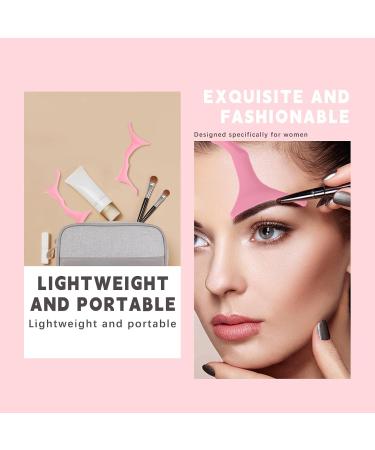 Silicone Eyebrow Stencils - 6 in 1 Reusable Templates for Easy Brow Stamp & Eye Makeup - Perfect for Beginners - Pink - Buy Online on SooperMarket.com