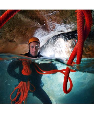 Enjohos 8mm Climbing Rope - Heavy-Duty Safety Rope with Screw Carabiner | 10m for Hiking Mountaineering Camping & Tree Climbing - 950kg Load Capacity (Orange) - Buy Online on SooperMarket.com