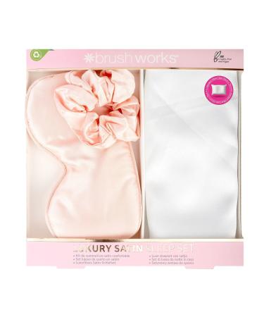 Brushworks Luxury Satin Sleep Set Pink One Size