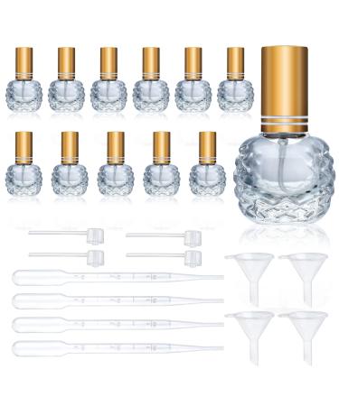 Yu feng set with 12.10 ml portable refillable transparent glass spray bottles cosmetics caterers spray bottle container for trips parties must-up tool gold 4