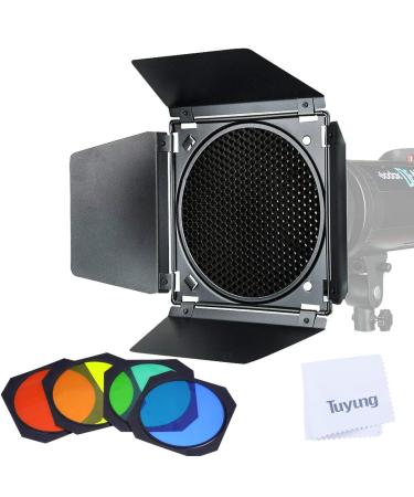 Godox BD-04 Barn Door with Honeycomb Grid and 4 Color Gel Filters(Red Yellow Blue Green) Compatible for Godox 7" Standard Reflectors for AD600B/AD600BM/AD600Pro/SL60W/SL150W/SL200W/MS200/MS300