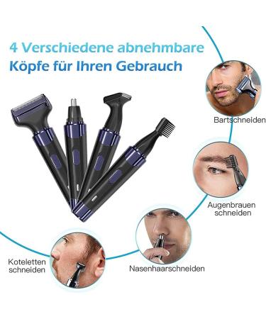 4-in-1 USB Rechargeable Ear & Nose Hair Trimmer for Men - Waterproof Facial & Eyebrow Clipper for Easy Family Use - Buy Online on SooperMarket.com