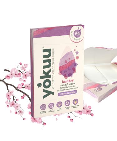YOKUU Probiotic Laundry Sheets| 64 loads | Cherry Blossom Scented | Travel Washing Detergent| Eco Laundry Detergent Sheets