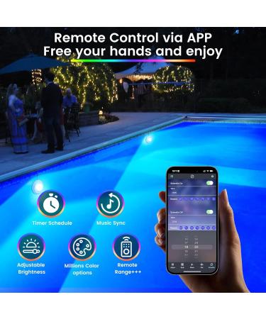 Lylmle 10W LED Pool Lights - Smart Color Changing Underwater Lighting with App Control Dimmable & Timer IP68 Waterproof 8m Cable for Easy Installation - Buy Online on SooperMarket.com