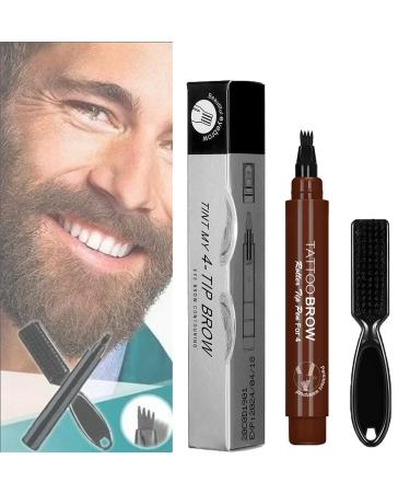 Elmys Beard Filling Pen Waterproof Beard Filling Pen Kit Long Lasting Coverage Beard Pencil Filler for Men Black Shape & Define Your Beard Natural (Dark Brown)