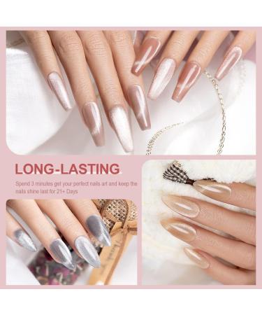 RARJSM Cat Eye Gel Nail Polish Set with Magnet Stick 9D Galaxy Velvet Silver Glitter Nude Purple Pink Red Champagne Gold Brown 6 Colors Ice Jelly Gel Polish UV LED Curing Requires Soak Off Home Salon Nude Cat Eye Set - Buy Online on SooperMarket.com