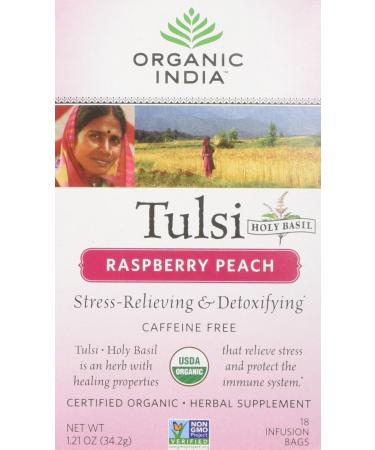 Organic India USA - Tulsi Raspberry Peach Tea, 18 bags