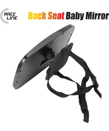 Almineez Large Shatterproof Baby Mirror - Wide Rear View & Fully Adjustable Tilt - Anti-Wobble Straps for Car Back Seat Safety - Buy Online on SooperMarket.com