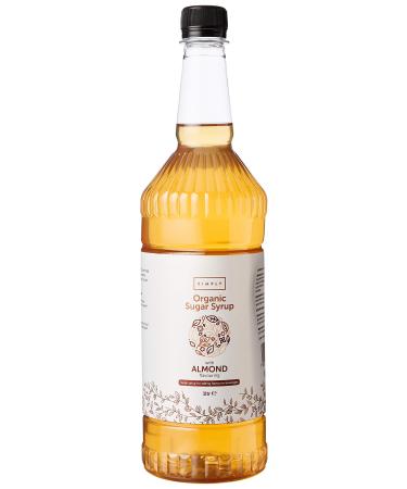 Simply Organic Almond Syrup Vegan & Nut Free Natural Flavoured Syrup for Coffee Cocktails & Baking (1 Litre) Almond 1 L (Pack of 1)