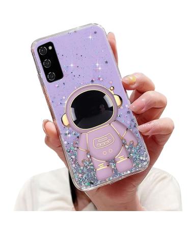 Tivenfezk Nadoli for Samsung Galaxy A51 astronaut Hidden Stand Shell caricature glitter stand soft silicone bling transparent protective cover samsung galaxy a51 purple
