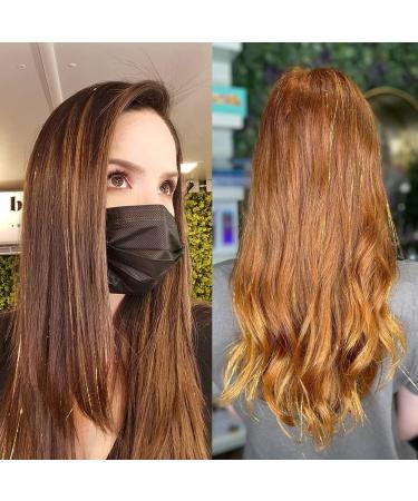 Gold Hair Tinsel Extensions - 250 Strands Holographic Sparkle Glitter for Women - Synthetic Straight Hair Decoration - 1200 Gold Strands - Buy Online on SooperMarket.com