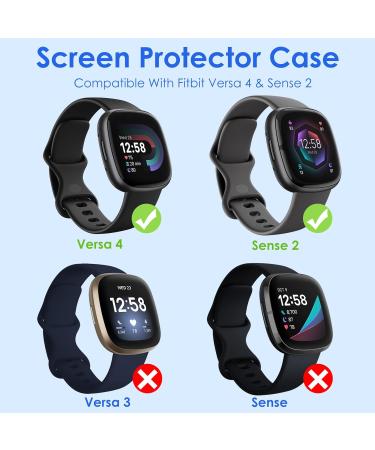NANW 4-Pack Screen Protector Case for Fitbit Sense 2/Versa 4 | Soft TPU Bumper | Full Cover Protective Cases | Scratch-Proof | Black/Charcoal/Blue/Clear - Buy Online on SooperMarket.com
