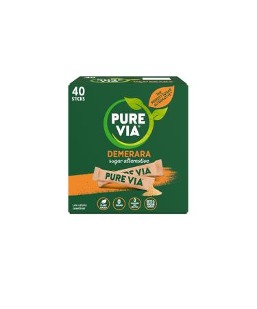 Pure Via Demerara Sugar Alternative Sticks - Great for coffee zero sugar vegan and keto 320 sticks (8 boxes X 40 sticks)