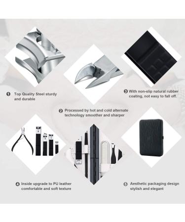 Manicure Set Nail Set Nail Clipper Kit Professional - Stainless Steel Pedicure Set Nail Grooming Kit of 18pcs with Case for Travel (Black) - Buy Online on SooperMarket.com