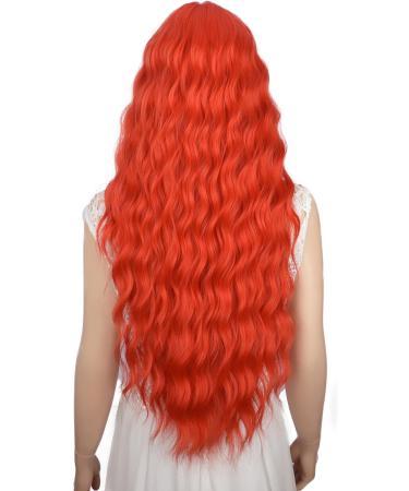 YEESHEDO Women's Long Wave Wig with Bangs - 28 Inches Natural Curly Wavy Synthetic Hair for Party, Cosplay, Halloween - Gold Red - Buy Online on SooperMarket.com
