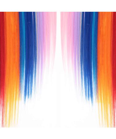 48 Pcs Colorful 21 Inch Straight Clip in Hair Extensions - Rainbow Multi-color Synthetic Long Hairpiece for Women, Girls, and Kids - 24 Colors, Perfect for Parties and Highlights - Buy Online on SooperMarket.com