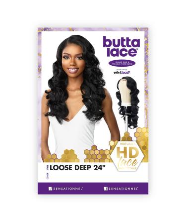 Sensationnel BUTTA Lace Wig 24 Loose Deep 1B - Extra Wide Natural Illusion Hairline, Preplucked Human Hair Blend - Buy Online on SooperMarket.com