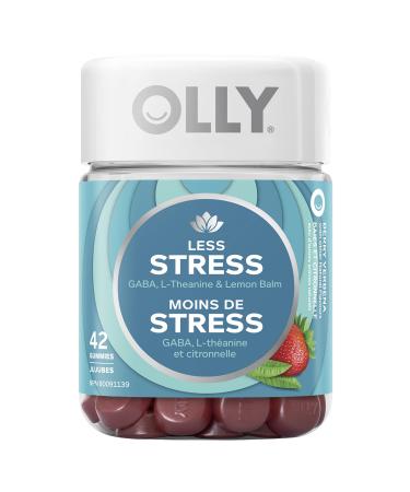 OLLY Less Stress Gummy Supplement with no artificial flavours or colours Berry Verbena helps to temporarily promote relaxation 21 day supply 42 gummies Less Stress Supplement