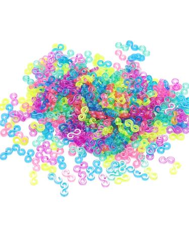 3200 Pieces S Clips Loom Bands Connectors,Rubber Connectors Refills,Plastic Hooks for Rubber Band Bracelets & DIY Bracelet Making Refill Kit,Colorful Multicolor