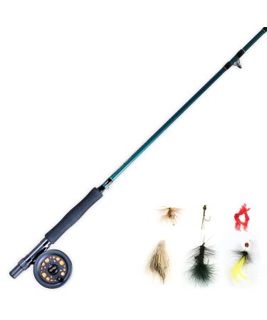 Martin Complete Fly Fishing Kit, 8-Foot 5/6-Weight 3-Piece Fly Fishing Pole, Size 5/6 Rim-Control Reel, Pre-spooled with Backing, Line and Leader, Includes Custom Fly Tackle Assortment, Brown/Green
